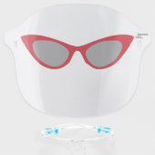 Funny Red Cat's Eye Sunglasses Illustrated Face Shield (Front w/Glasses)