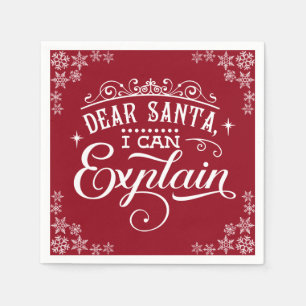 Funny Red Christmas Dear Santa I Can Explain Napkins
