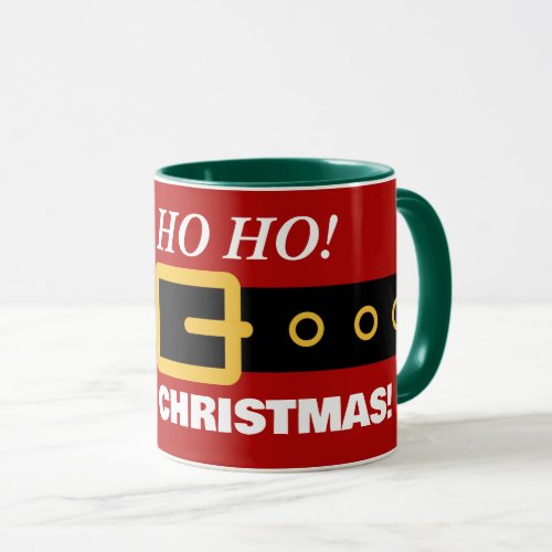 Funny red Christmas Santa Claus suit and belt Mug