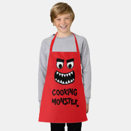 Funny red cooking monster kitchen apron for kids