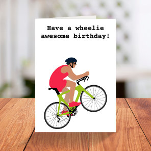 Funny red cycling pun birthday card for cyclist