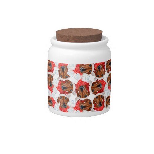 Funny Red Dachshund Christmas Pattern Candy Jar