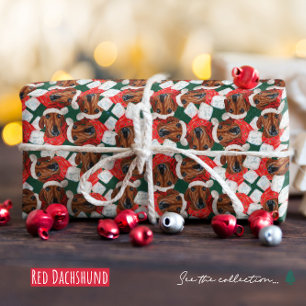 Funny Red Dachshund Christmas Pattern Wrapping Paper