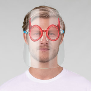 Funny Red Devil Horn Sunglasses Face Shield