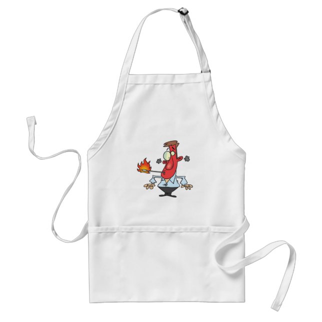 Funny Red Face Man with Thermometer Fever Adult Apron (Front)