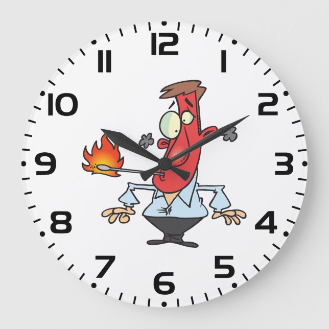 Funny Red Face Man with Thermometer Fever Large Clock (Front)