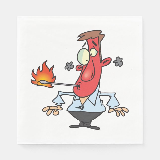Funny Red Face Man with Thermometer Fever Napkins (Front)
