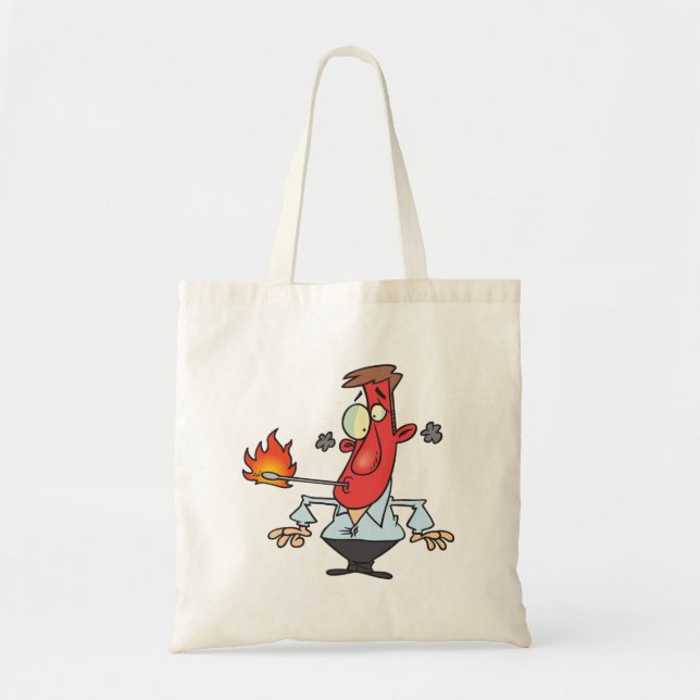 Funny Red Face Man with Thermometer Fever Tote Bag (Front)