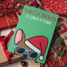 Funny Red Fawn French Bulldog Santa Paws Christmas