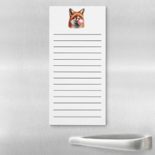 Funny Red Fox Blowing Bubbles Gum Pink Fridge Magnetic Notepad