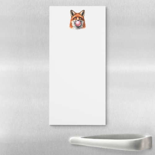 Funny Red Fox Blowing Bubbles Pink Gum Fridge Magnetic Notepad