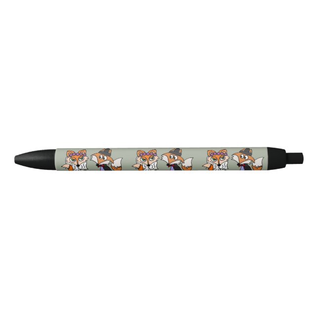 Funny Red Fox Bride and Groom Wedding Pen (Front)