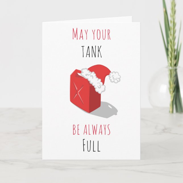 Funny Red Gas Can Christmas Joke Humorous Fun Thank You Card (Front)