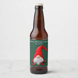 Funny Red Gnome Christmas Beer Bottle Label