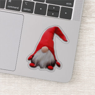 Funny Red Gnome Christmas Contour Sticker