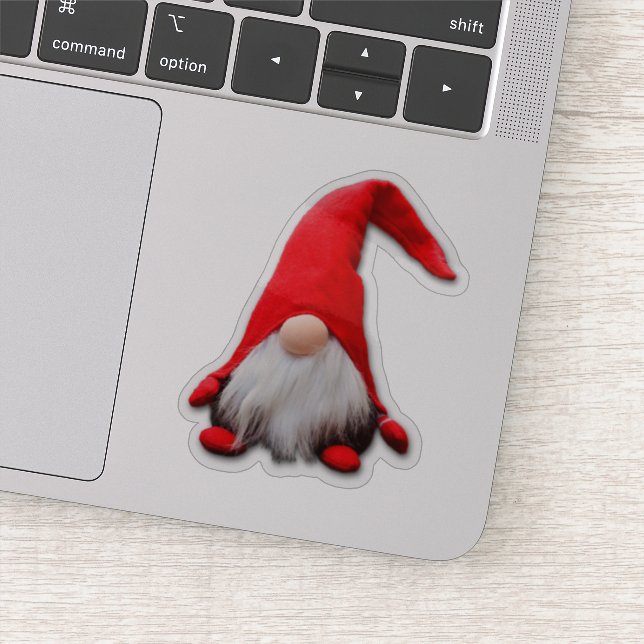 Funny Red Gnome Christmas Contour Sticker (Detail)