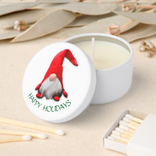Funny Red Gnome Happy Holidays Mini Candle Favors