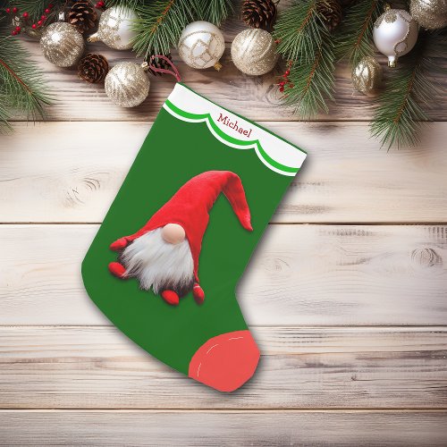 Funny Red Gnome Small Christmas Stocking