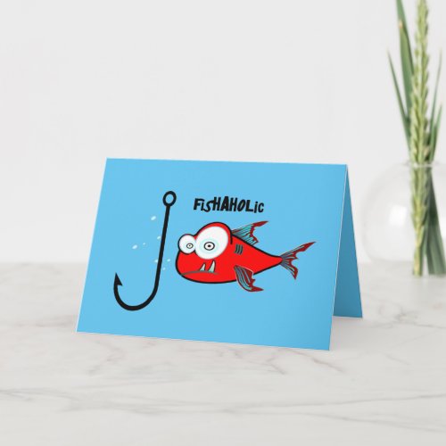 Funny Red Graphic Fishaholic Mens Design Card