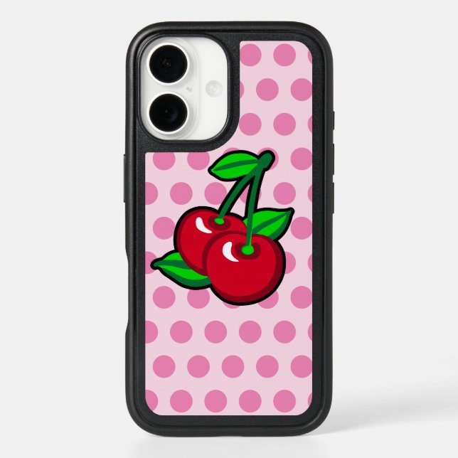 Funny Red Green Black Cherries Fruit Art Otterbox iPhone Case (Back)