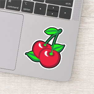 Funny Red Green Black Cherries Fruit Cartoon Art Sticker