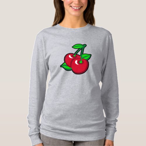 Funny Red Green Black Cherries Fruit Pop Art T_Shirt