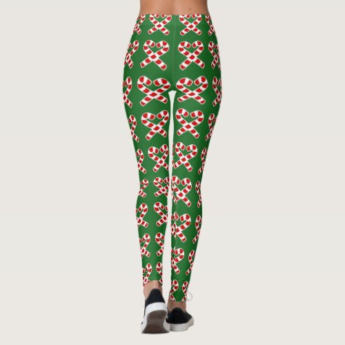 Funny red  green Christmas elf candycane leggings