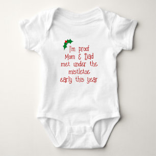 Funny Red & Green Holiday Mistletoe Baby Bodysuit