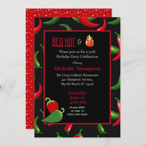 Funny Red Green Hot Peppers Birthday Invitation