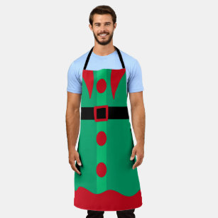 Funny red green winter Christmas Santa Elf suit Apron