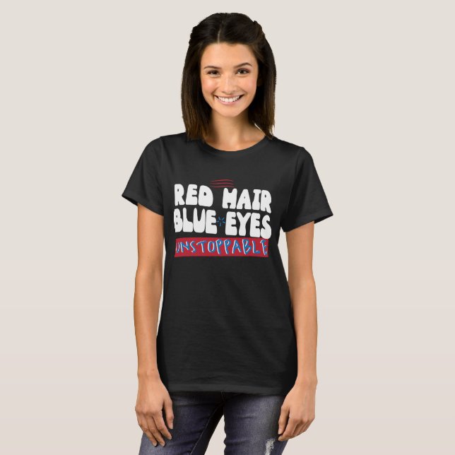 Funny Red Hair Blue Eyes T-shirt Ginger Head Women (Front Full)