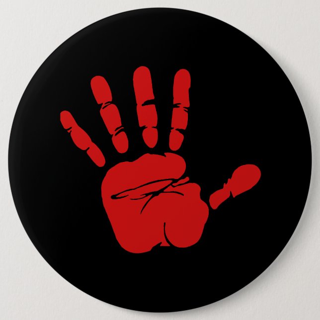 Funny Red Hand Button (Front)