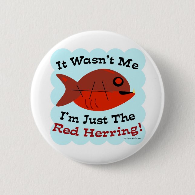 Funny Red Herring Reader Logo Button (Front)