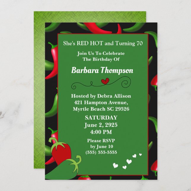 Funny Red Hot-Your Age- Birthday Invitation (Front/Back)