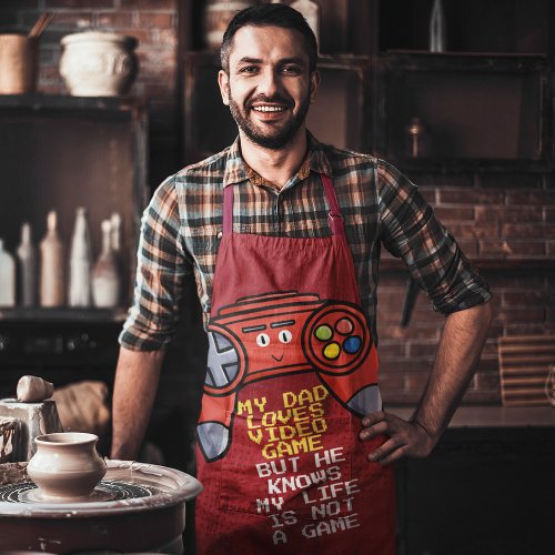 Funny Red Joystick Fathers Day Greeting Apron