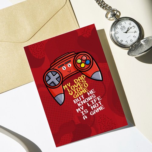 Funny Red Joystick Fathers Day Greeting Card
