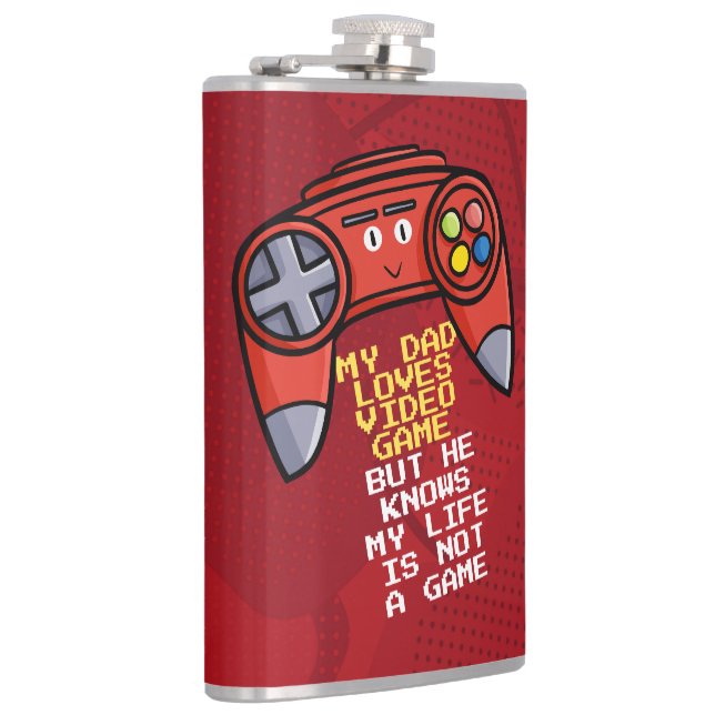 Funny Red Joystick Father's Day Greeting Flask (Right)