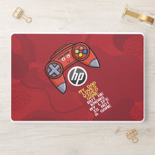 Funny Red Joystick Fathers Day Greeting HP Laptop Skin