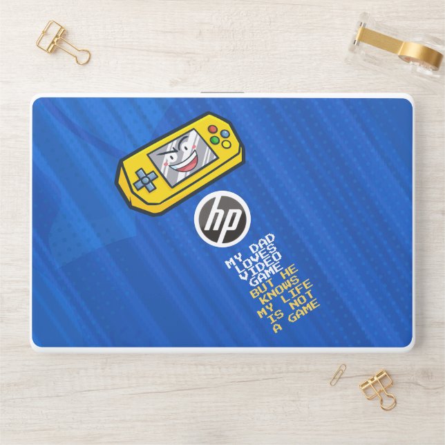 Funny Red Joystick Father's Day Greeting HP Laptop Skin (Desk)