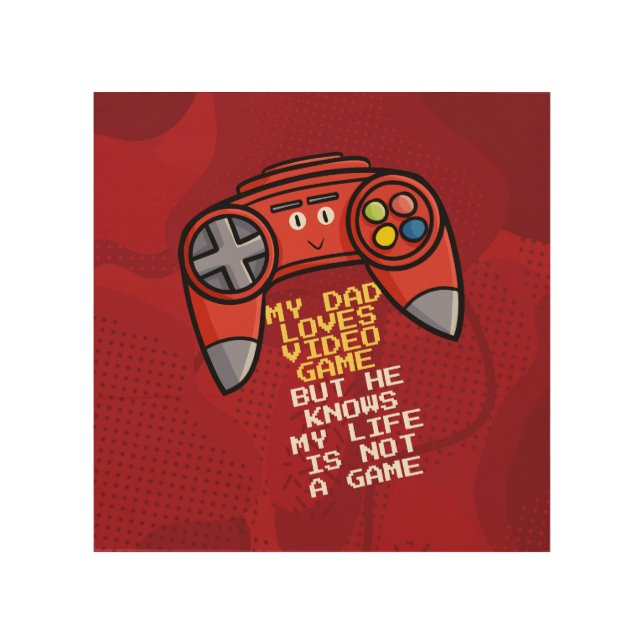 Funny Red Joystick Father's Day Wood Wall Art (Front)
