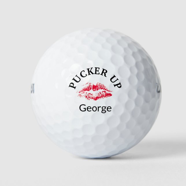 Funny Red Kiss Lips Love Personalized  Golf Balls (Front)