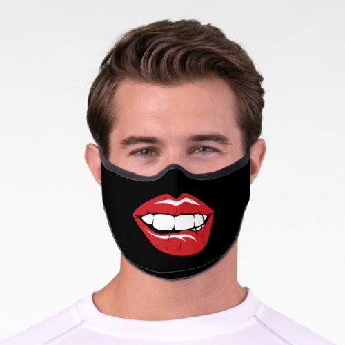 Funny Red Lips and Cartoon Mouth Premium Face Mask