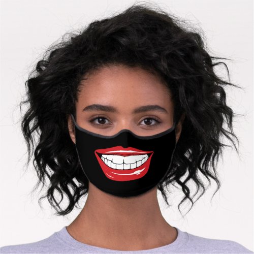 Funny Red Lips and Cartoon Mouth Premium Face Mask
