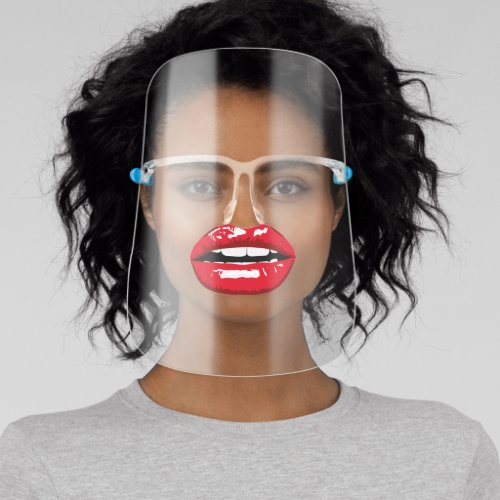 Funny red lipstick lips face shield