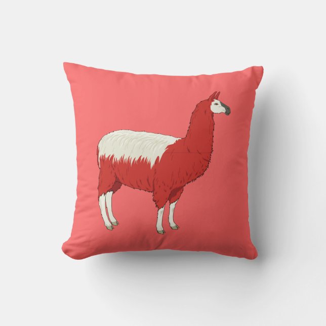 Funny Red Llama Throw Pillow (Front)