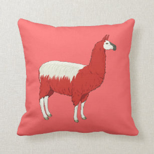 Funny Red Llama Throw Pillow