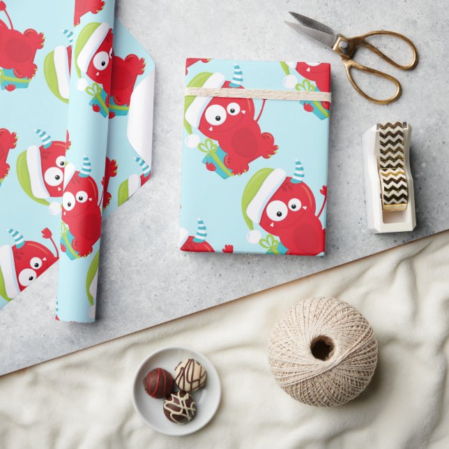 Funny Red Monster Christmas Wrapping Paper (Crafts)