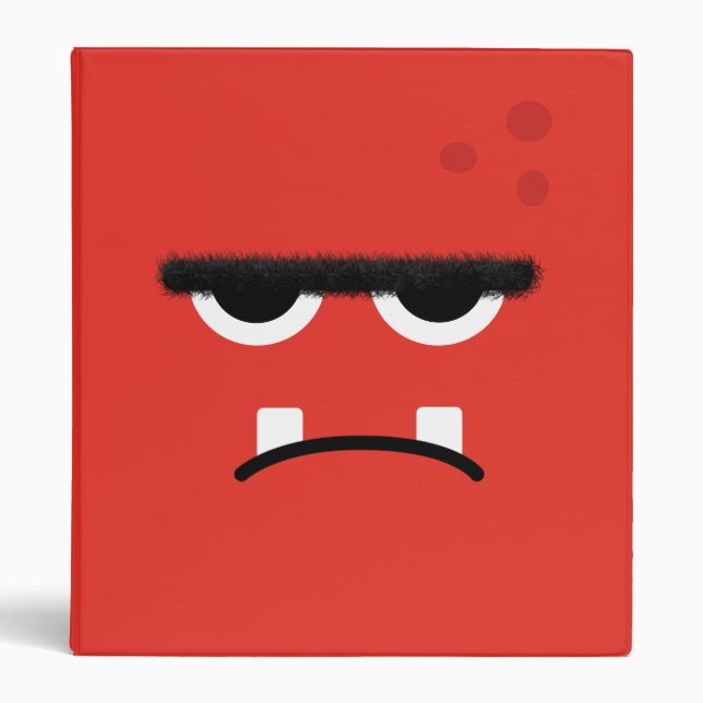 Funny Red Monster Face 3 Ring Binder (Front)
