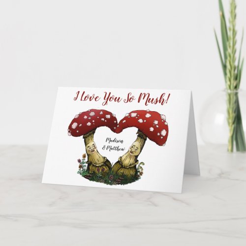 Funny Red Mushroom Pun I Love You Valentines Day Card