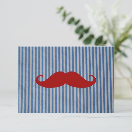 Funny Red Mustache And Blue White Stripes (Standing Front)
